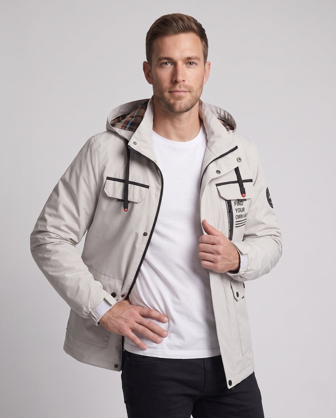 Herr Thermo-Field parka med Fusk Päls Huva och värming Teddy fleecefoder