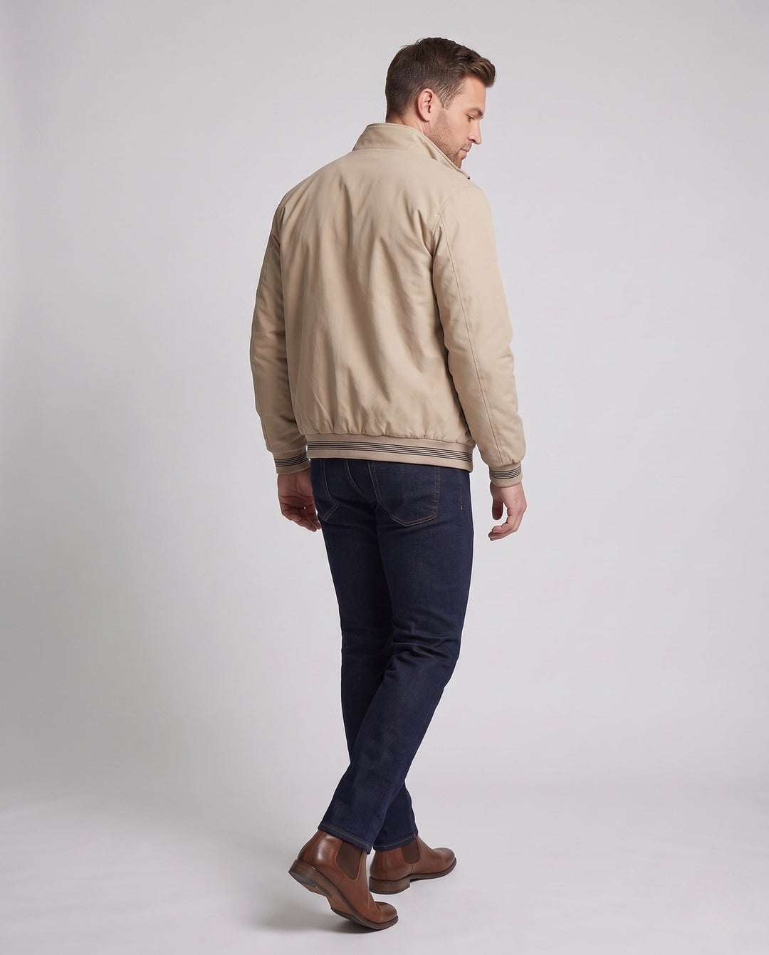Herr vindtät teddy-lined bomberjacka i retro athleisure look