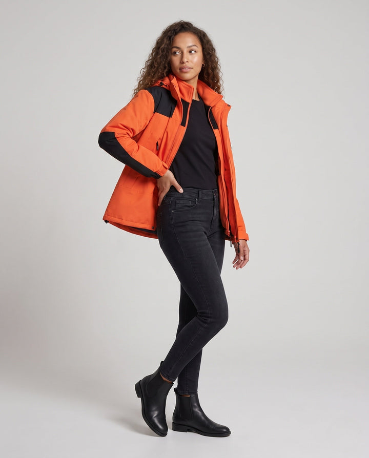 Dam Two-Layer Outdoor Jacka med Removable Fleece Inner Jacka, Water-Repellent Outer Shell och Huva
