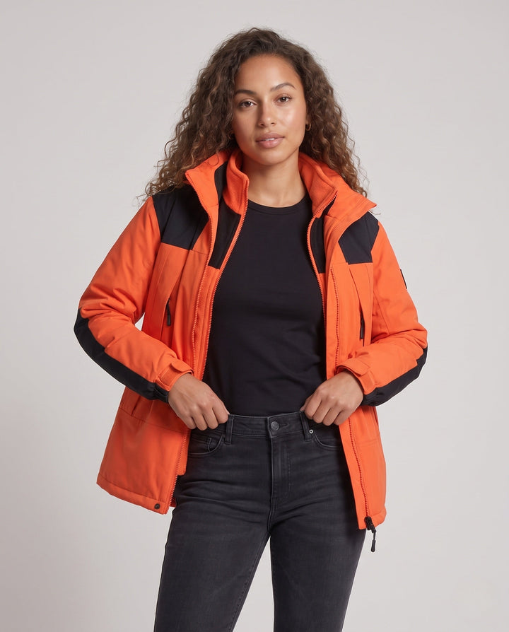 Dam Two-Layer Outdoor Jacka med Removable Fleece Inner Jacka, Water-Repellent Outer Shell och Huva