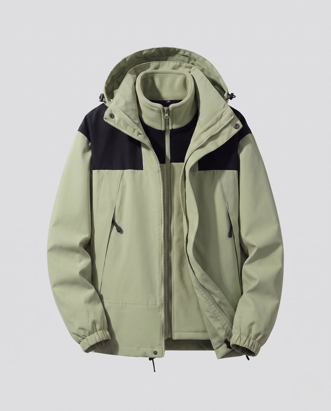 Dam Two-Layer Outdoor Jacka med Removable Fleece Inner Jacka, Water-Repellent Outer Shell och Huva