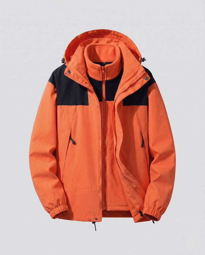 Dam Two-Layer Outdoor Jacka med Removable Fleece Inner Jacka, Water-Repellent Outer Shell och Huva