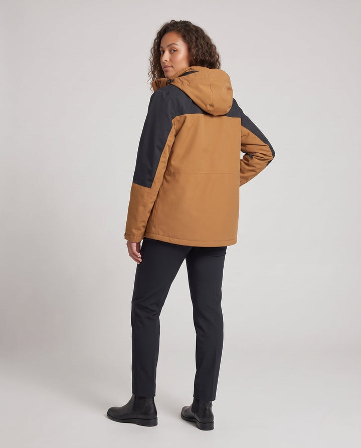 Dam Two-Layer Softshell Outdoor Jacka med Hög Ståkrage, Huva Layer, och Zippered Fickor