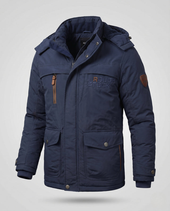 Herr short-cut field parka med quiltad värmande foder och teddy krage