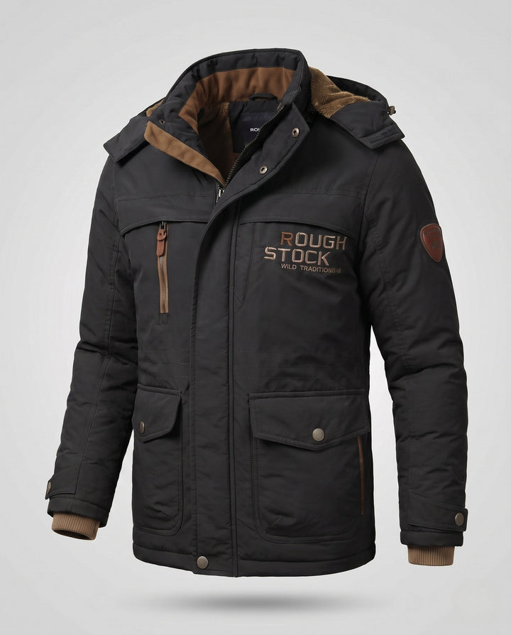 Herr short-cut field parka med quiltad värmande foder och teddy krage