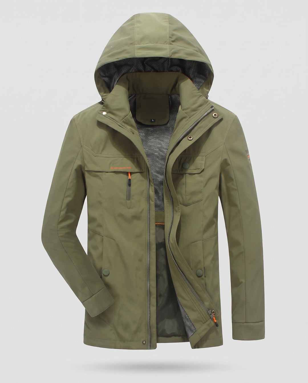 Herr lätt vattenavvisande softshell utomhusjacka med huva och flerafunction fickor