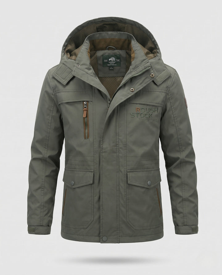 Herr lätt field parka med huva, ventilerande meshfoder, och flerafunktionell fickor