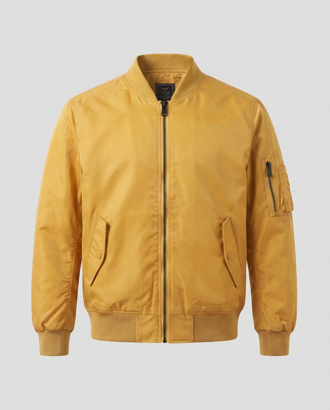 Herr lätt nylon flight bomber med ärm ficka, double dragkedja, och ribbade muddar