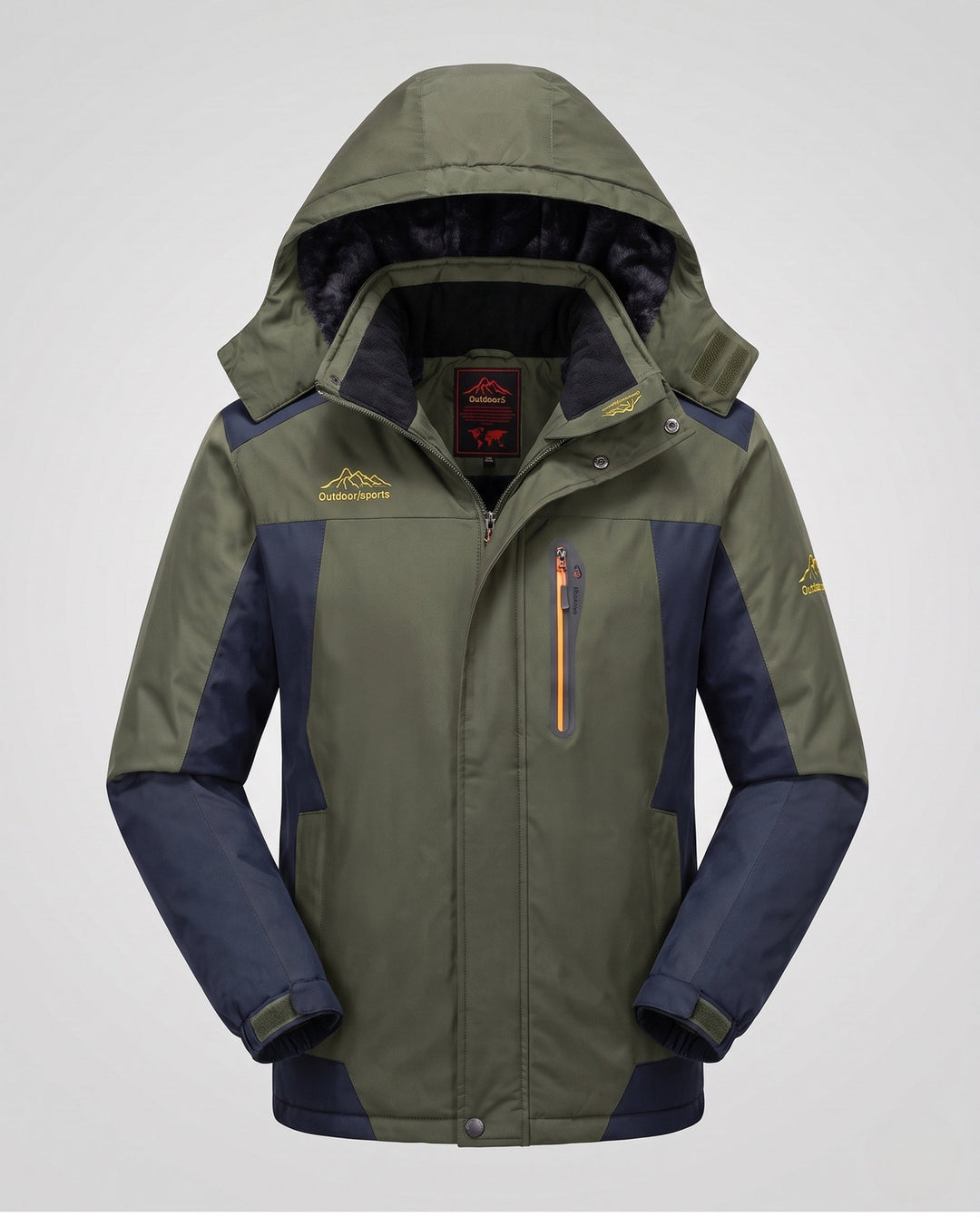 Herr vattenavvisande softshell parka med teddy fleecefoder och avtagbar huva