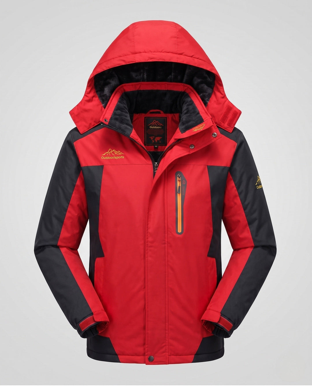 Herr vattenavvisande softshell parka med teddy fleecefoder och avtagbar huva