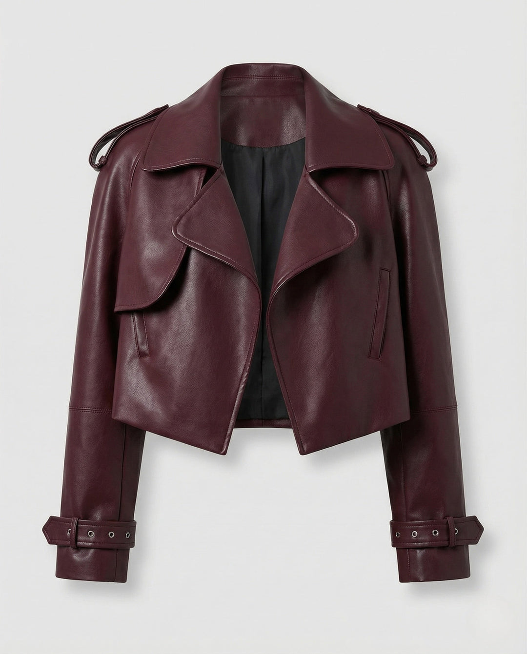 Dam kort trenchcoat in läderlook kort jacka
