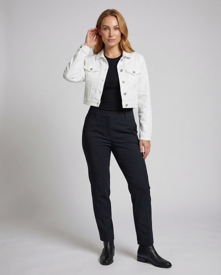 Dam Boxig Denim Jacka med Skjortkrage