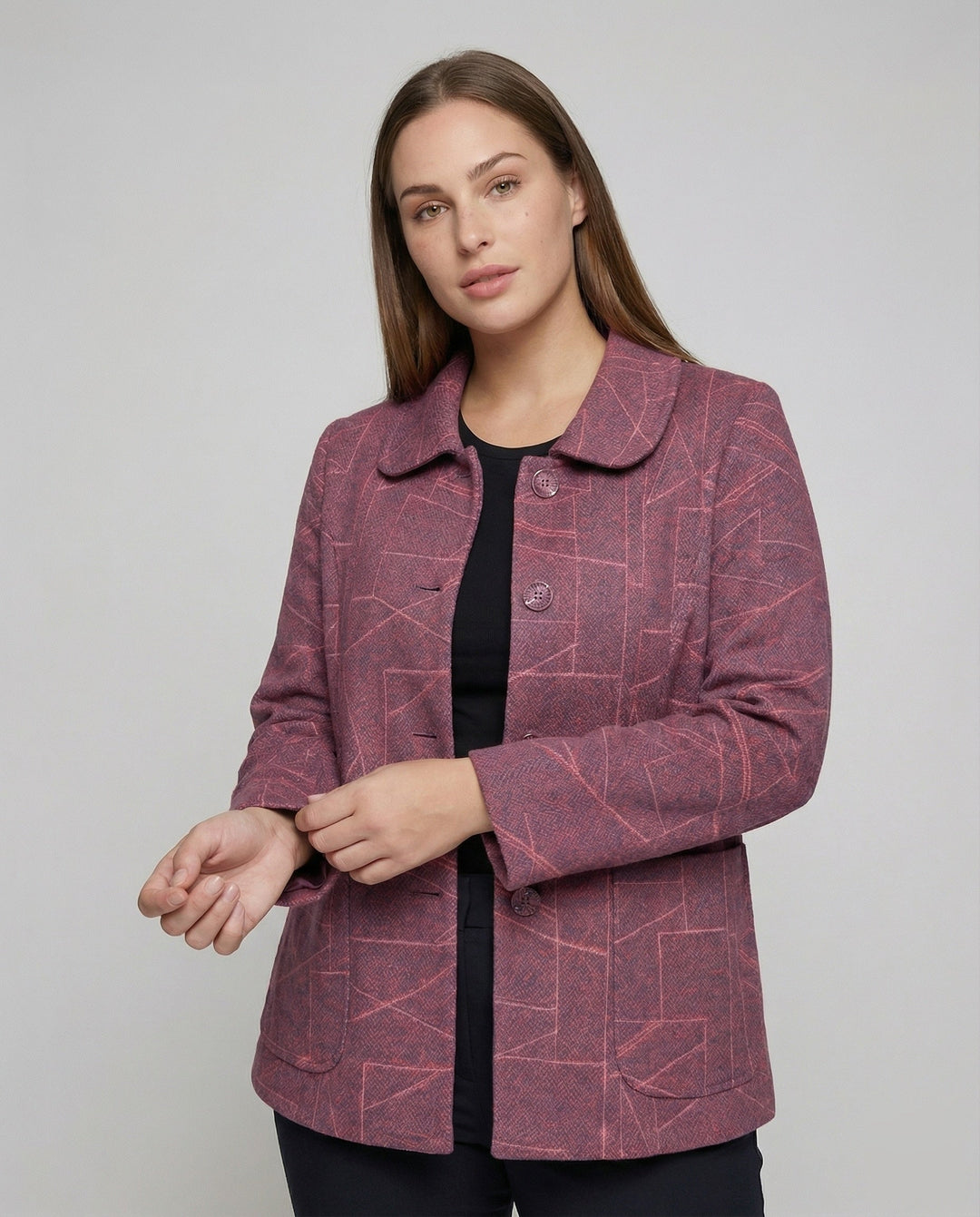 Dam elegant Geometric ullblandning jacka