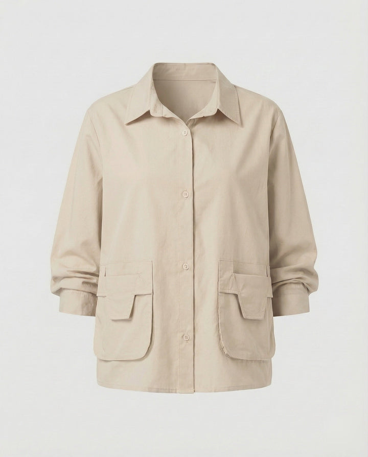 Dam lätt Gathered Blended tyg Overskjortjacka
