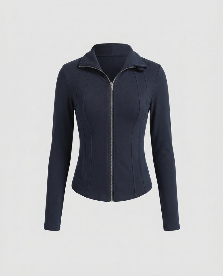 Dam sporty jacka med innovative dragkedja och figure-hugging passform
