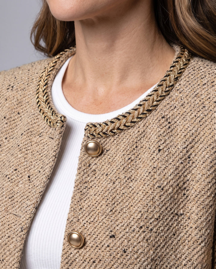 Dam Elegant och Stilren Tweed Jacka med Matching Skirt