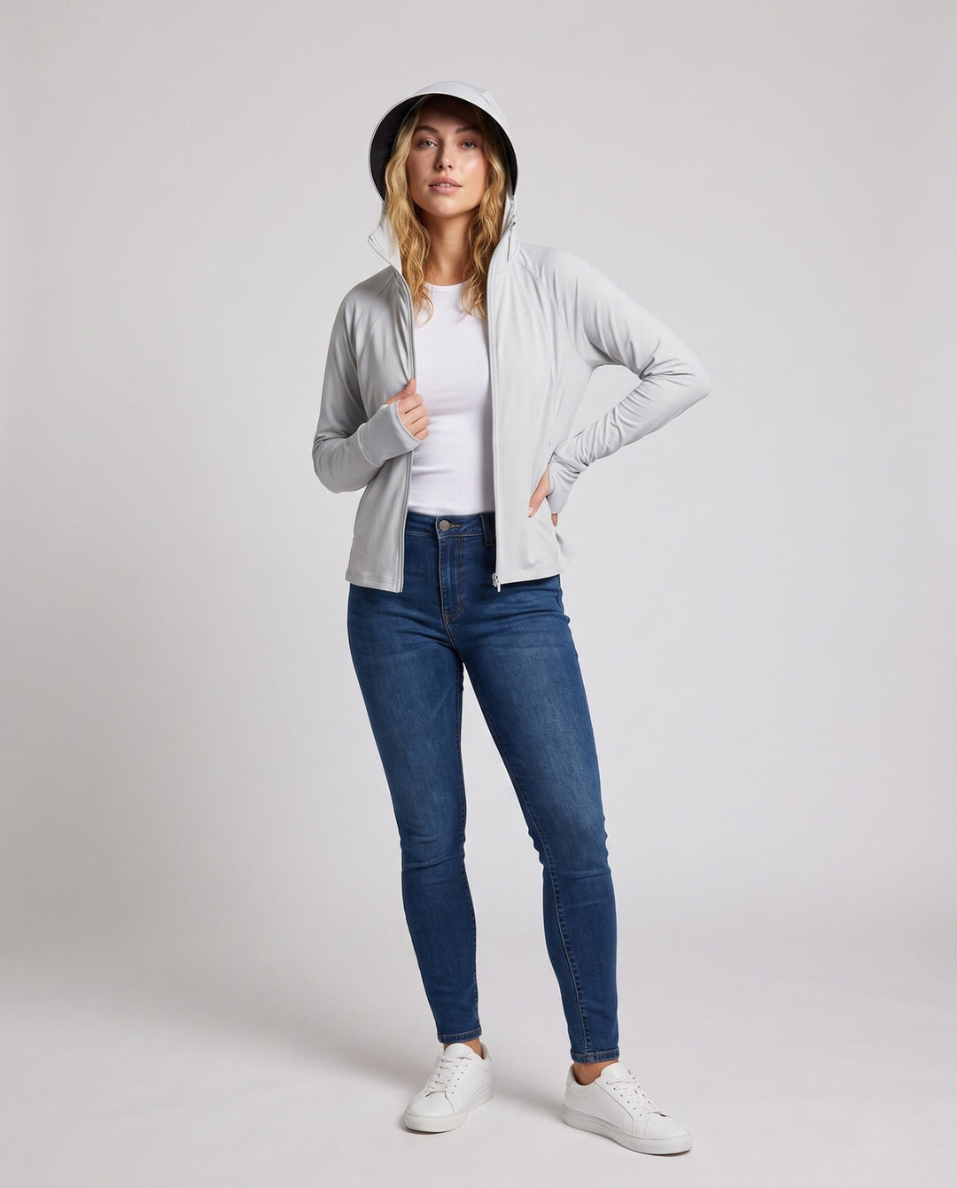 Dam andningsbar alla-purpose jacka med innovative huva design