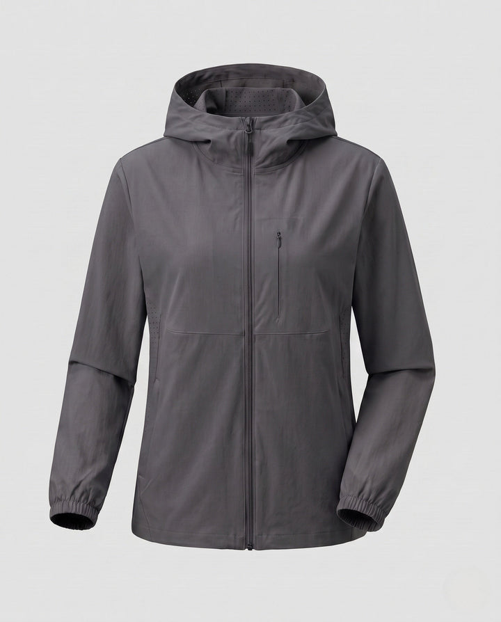 Dam lätt outdoorjacka med praktisk huva design