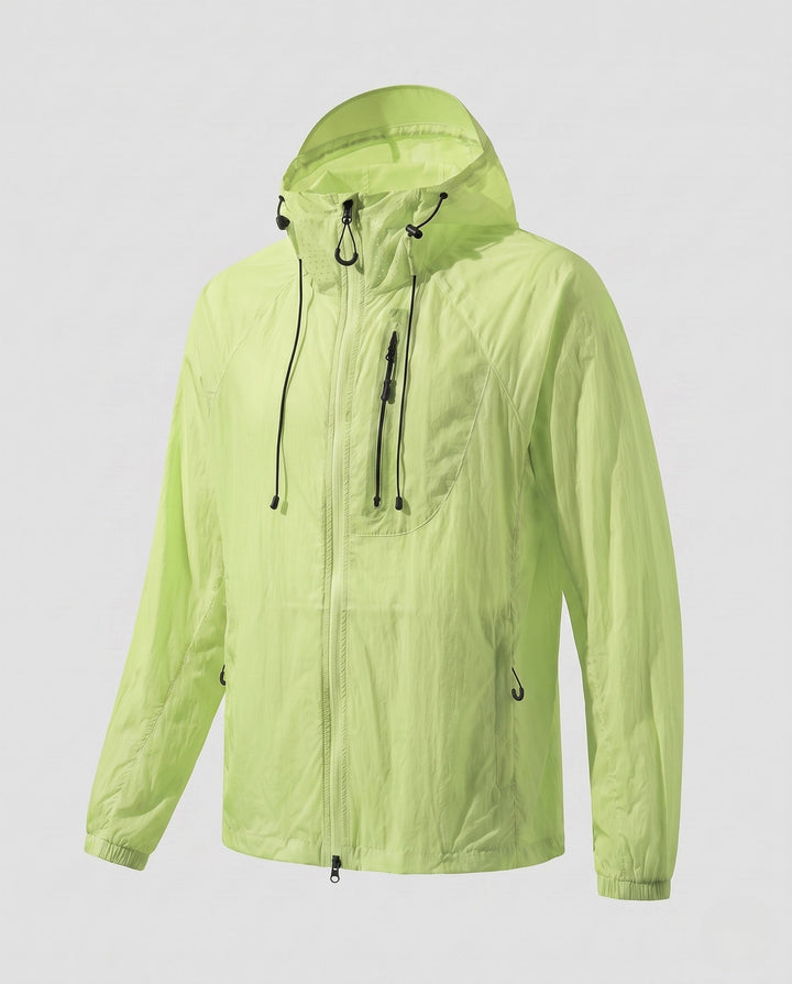 Dam lätt weather jacka med justerbar huva krage och andningsbar inserts