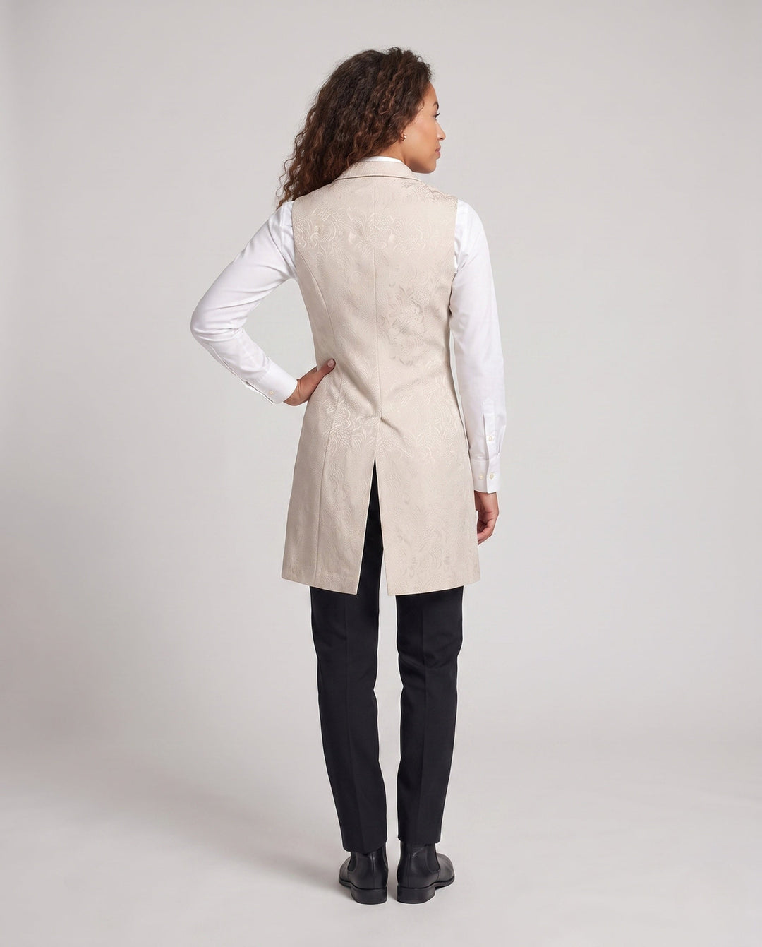 Dam elegant tailcoat jacka med blommig mönster