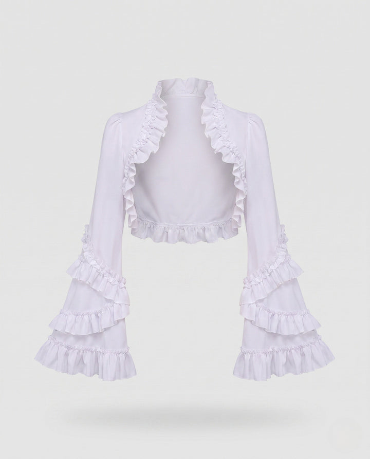 Dam elegant ruffle jacka med voluminous ärmar