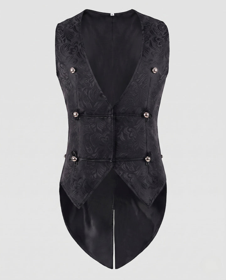 Dam elegant Waistcoat med blommig design och Asymmetric fåll