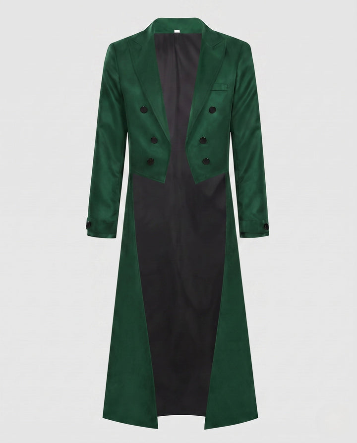 Dam elegant vadderad kappa med asymmetrical fåll och decorative knappar