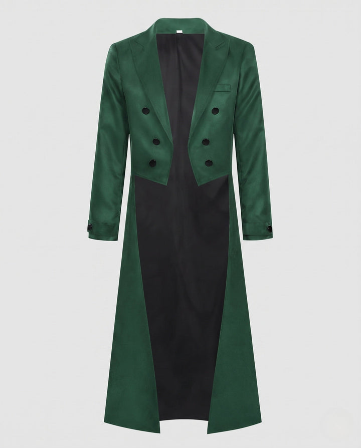 Dam elegant vadderad kappa med asymmetrical fåll och decorative knappar