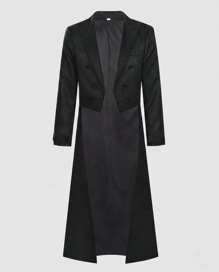 Dam elegant vadderad kappa med asymmetrical fåll och decorative knappar