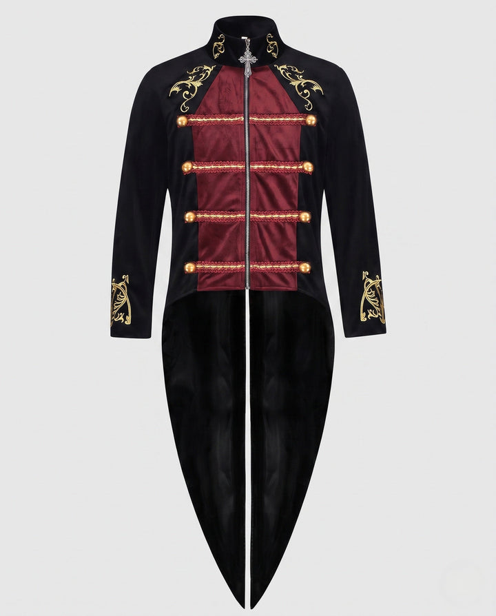 Dam med huva cape med dekorativ gold embellishments