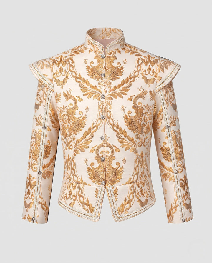 Dam elegant Brocade jacka med Intricate Embellishments