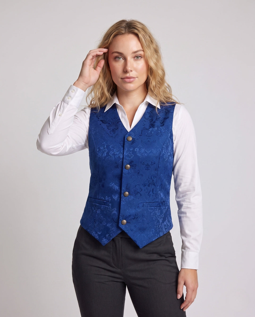 Dam elegant spets väst med Decorative knappar