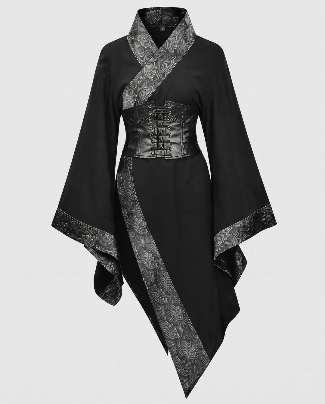 Dam Kimono-stil kappa med Elaborate bälte och vid ärmar