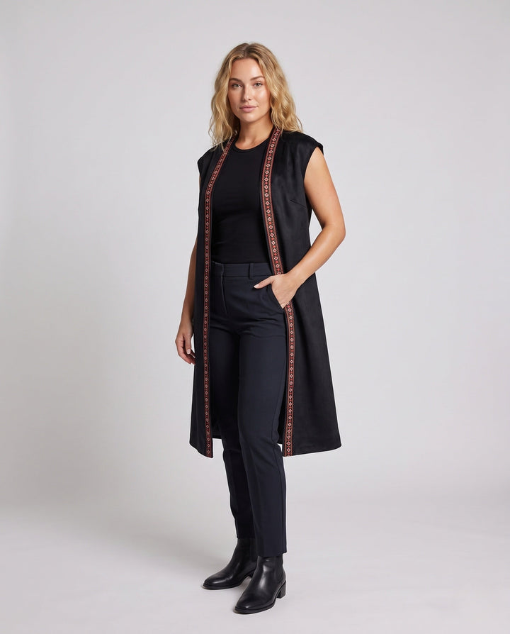 Dam luxury väst med elaborate broderi