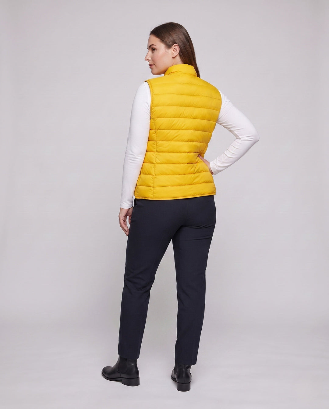 Dam Sleeveless Quiltad Isoleringsväst med Hög Stå Krage och Dold Tryckknapp Knapp Knäppning