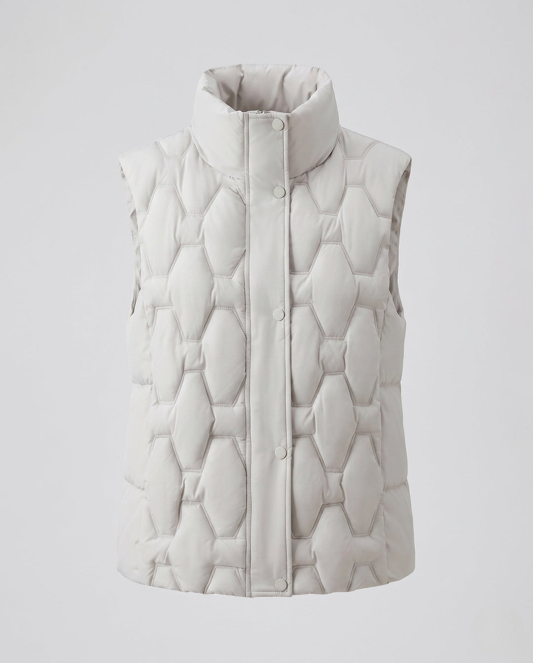 Dam Quiltad Sleeveless Thermoväst med Hög Stå Krage och Dold Tryckknapp Knapp Knäppning