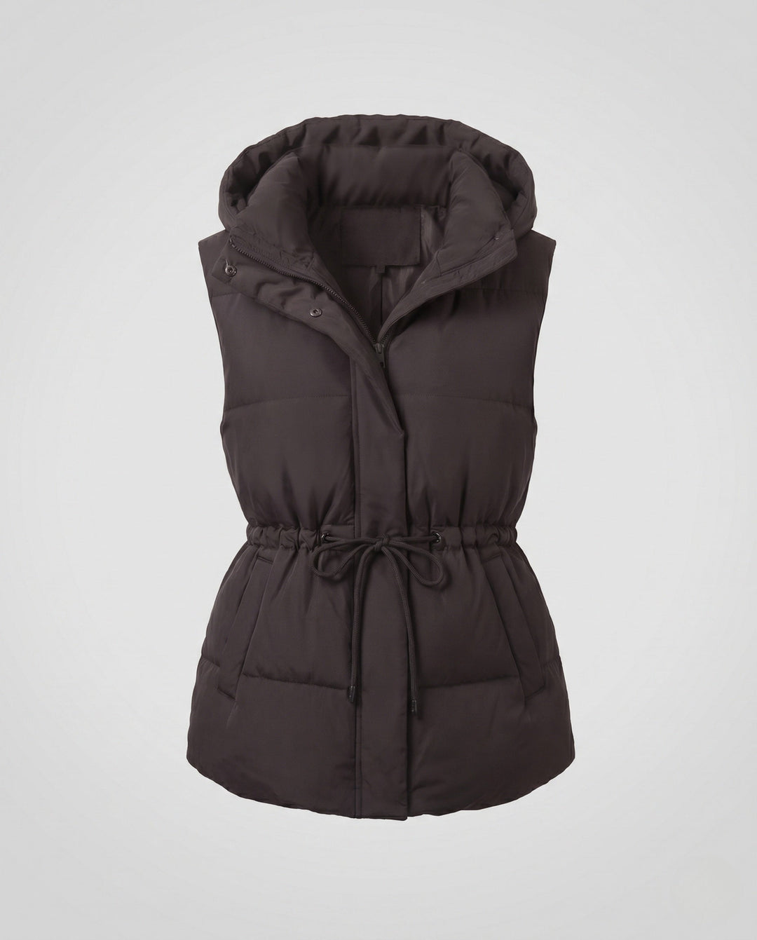 Dam Quiltad med Huva Väst med Waist Drawstring, Vadderad Termisk Filling, och Generous Side Fickor