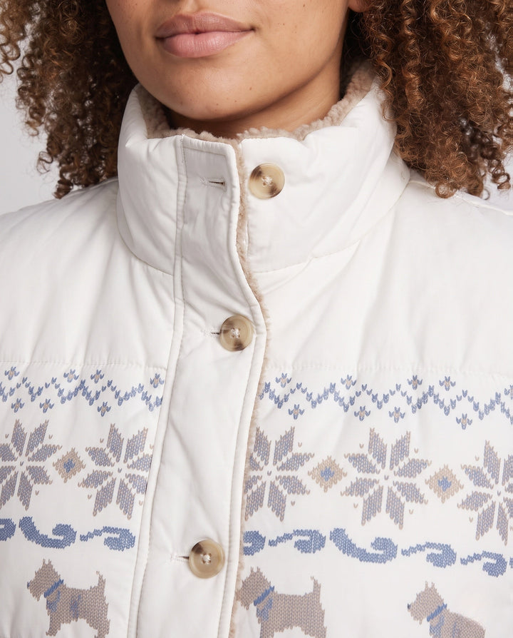Dam Quiltad Vests med Teddy Foder och Skandinavisk Mönster