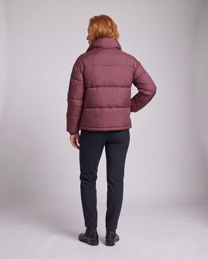 Dam Kort Boxig Puffer med Voluminous Shawl Krage, Insulating Padding och Dold Dragkedja