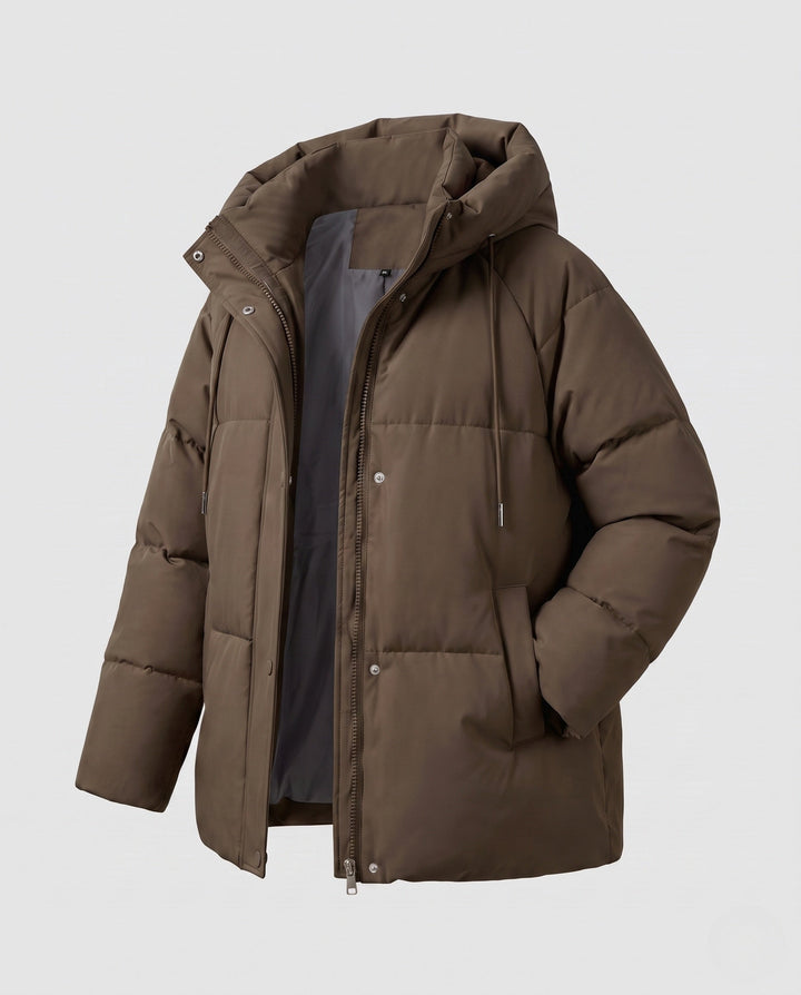 Dam Kort Boxig Quiltad Parka med Hög Krage Kant, Huva, och Mjuk Microfleece Foder