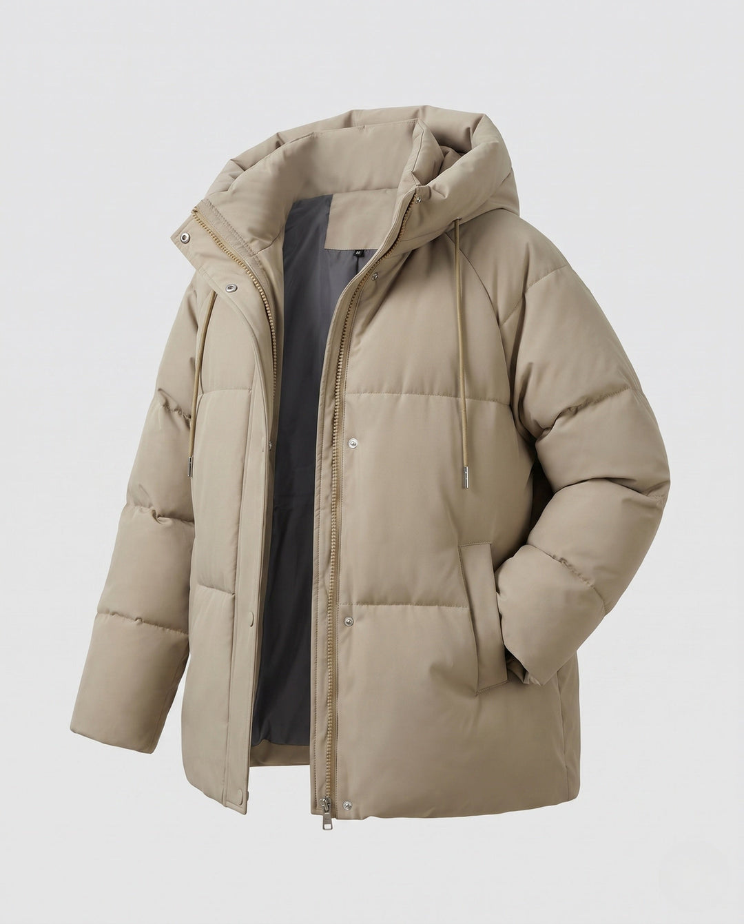 Dam Kort Boxig Quiltad Parka med Hög Krage Kant, Huva, och Mjuk Microfleece Foder
