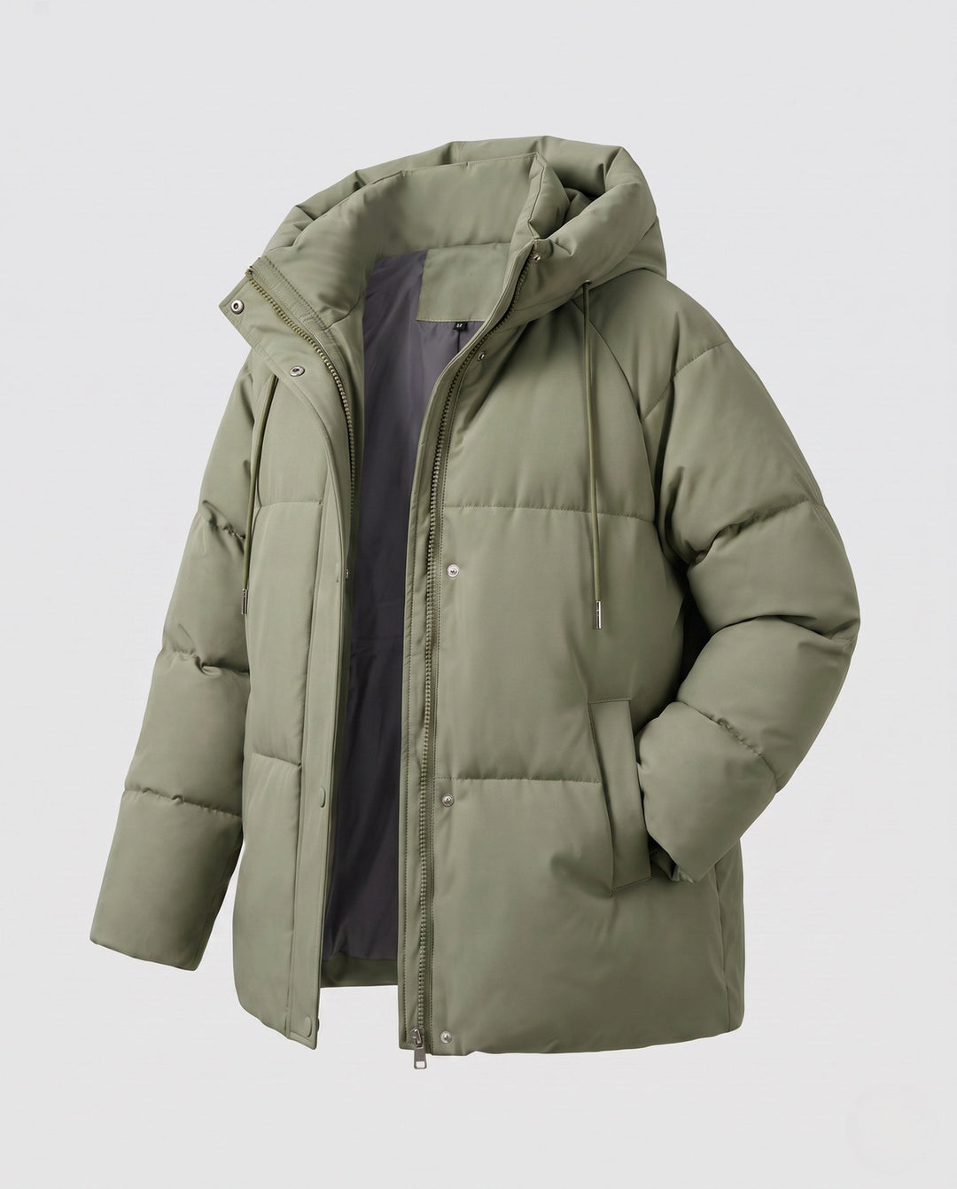 Dam Kort Boxig Quiltad Parka med Hög Krage Kant, Huva, och Mjuk Microfleece Foder