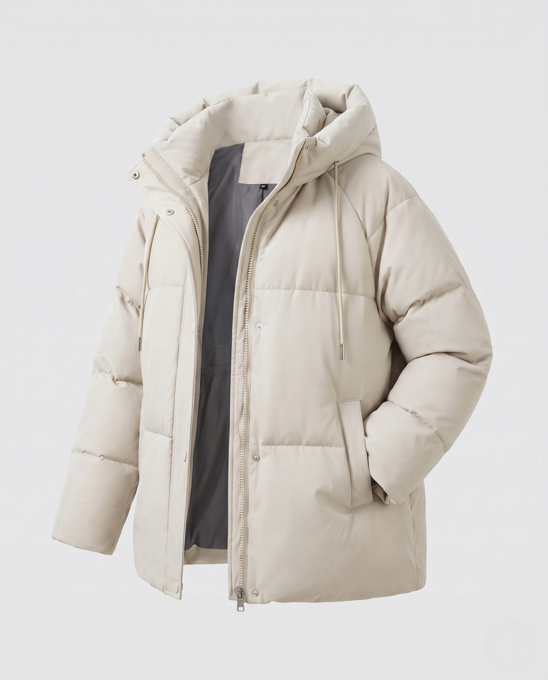 Dam Kort Boxig Quiltad Parka med Hög Krage Kant, Huva, och Mjuk Microfleece Foder