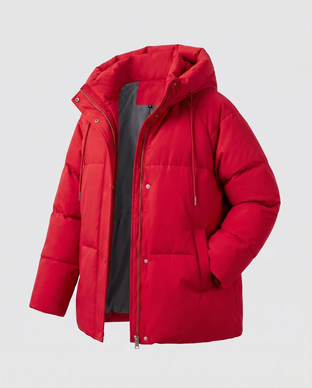 Dam Kort Boxig Quiltad Parka med Hög Krage Kant, Huva, och Mjuk Microfleece Foder
