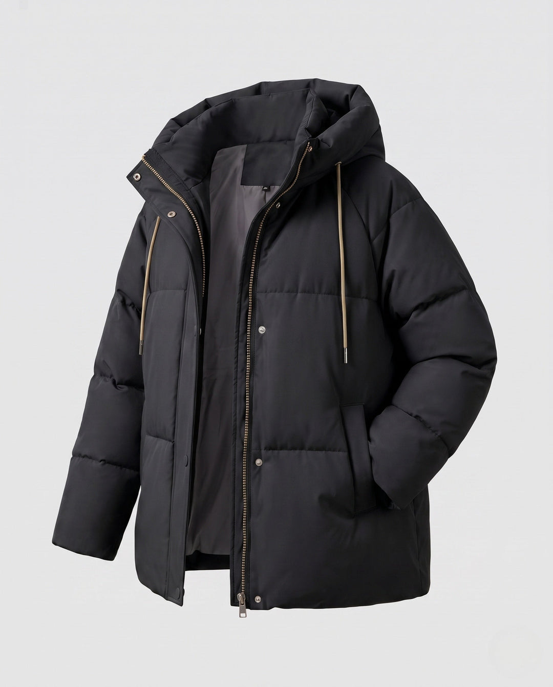 Dam Kort Boxig Quiltad Parka med Hög Krage Kant, Huva, och Mjuk Microfleece Foder