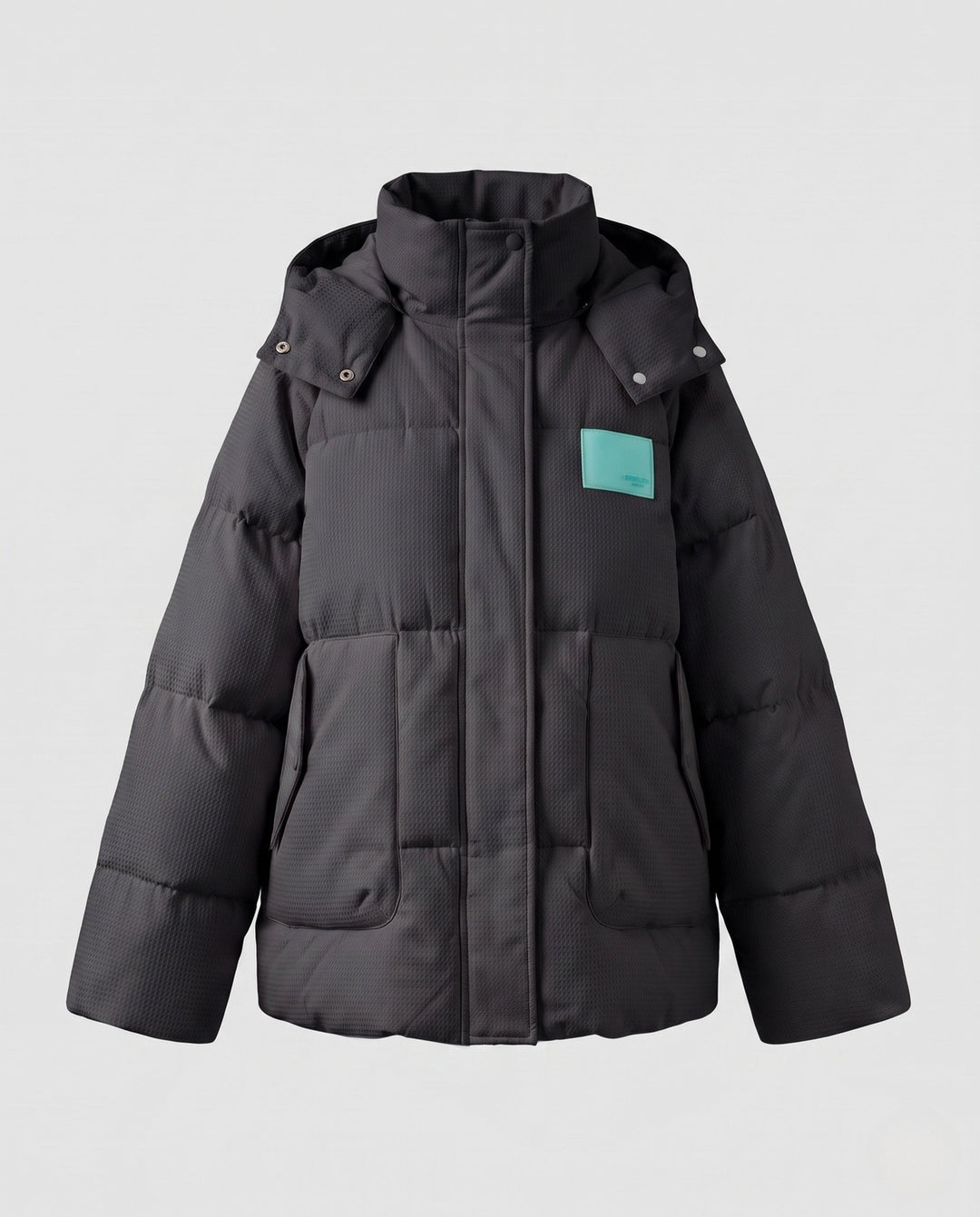Dam Kort Thermo Puffer med Structured Micro-Check Quilting och Ergonomisk Huva Krage