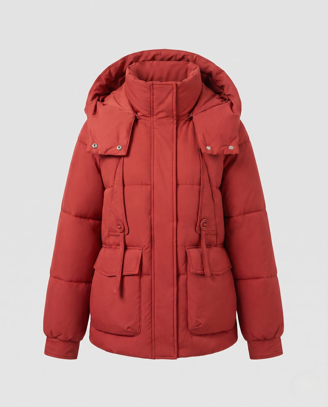 Dam Nano Kort Voluminous Thermo Blouse med Hög-Closing Stå Krage och Multifunctional Lock Fickor