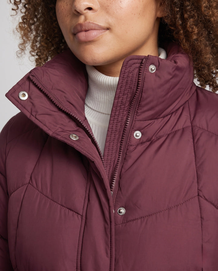 Dam Kort Vadderad Stad Puffer med Discreet Two-Way Front och Ergonomisk Baffle Quilting