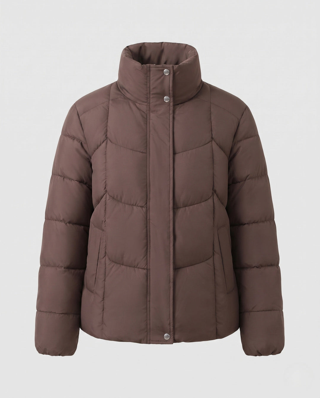 Dam Kort Vadderad Stad Puffer med Discreet Two-Way Front och Ergonomisk Baffle Quilting