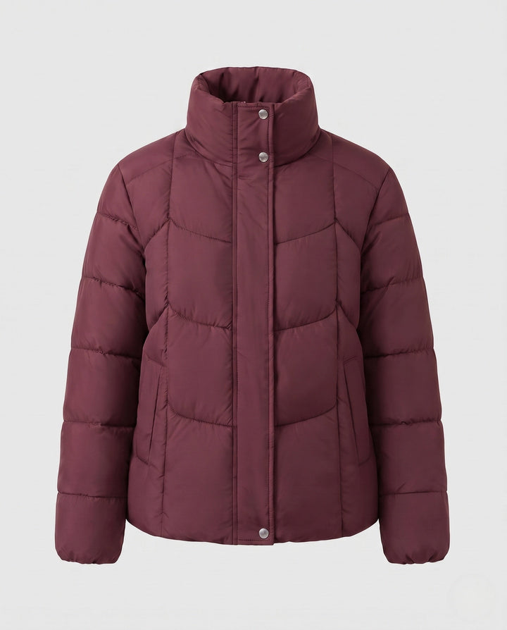 Dam Kort Vadderad Stad Puffer med Discreet Two-Way Front och Ergonomisk Baffle Quilting